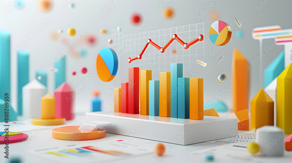 3D Flat Icon of Financial Surge with Abstract Tech Elements Representing Growth and Innovation on White Background 3D Flat Icon of Financial Surge with Abstract Tech Elements Representing Growth and Innovation on White Background