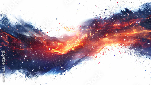 Abstract Galactic Brushstrokes and Splatters  3D Flat Icon Depicting Milky Way in Financial Growth and Innovation on Isolated White Background