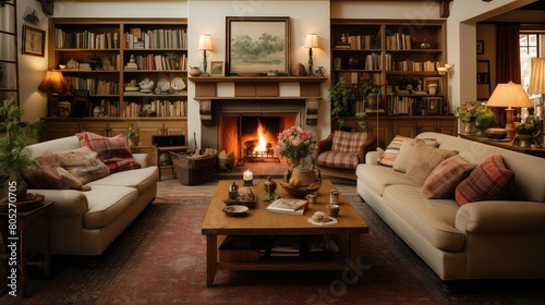 fireplace family home interior
