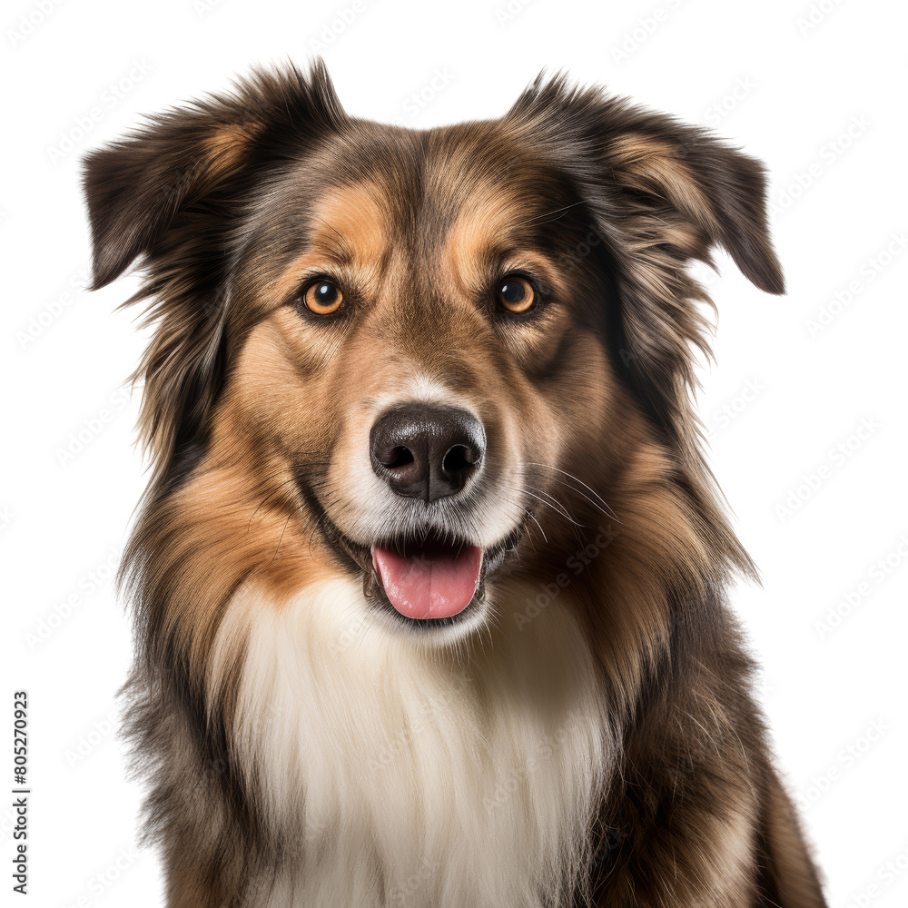 happy border collie puppy isolated on transparent background cutout