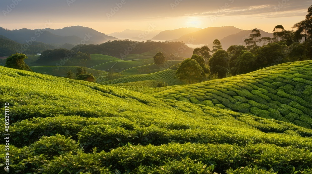 Obraz premium bushes golden monkey tea