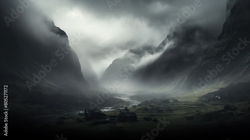 landscape dark fog background