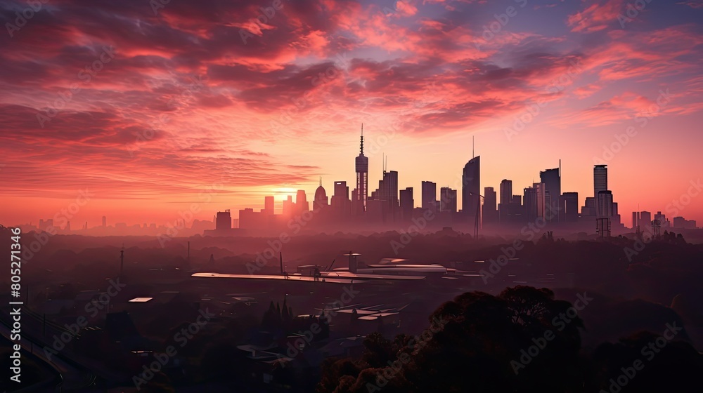 Fototapeta premium skyline pink sunrise