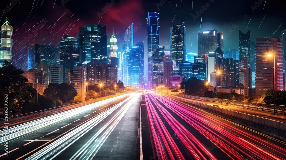Obraz premium colors city lights night