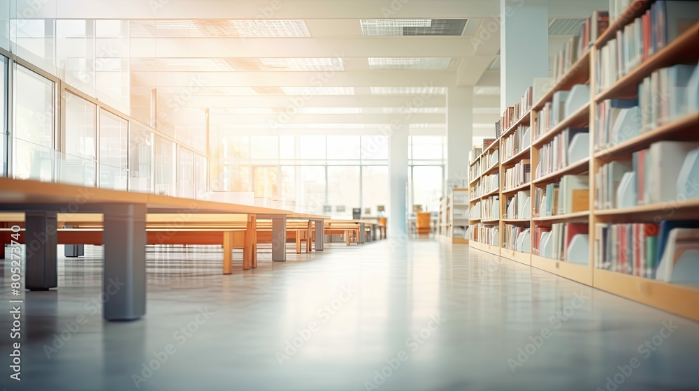 library blurred school building interior