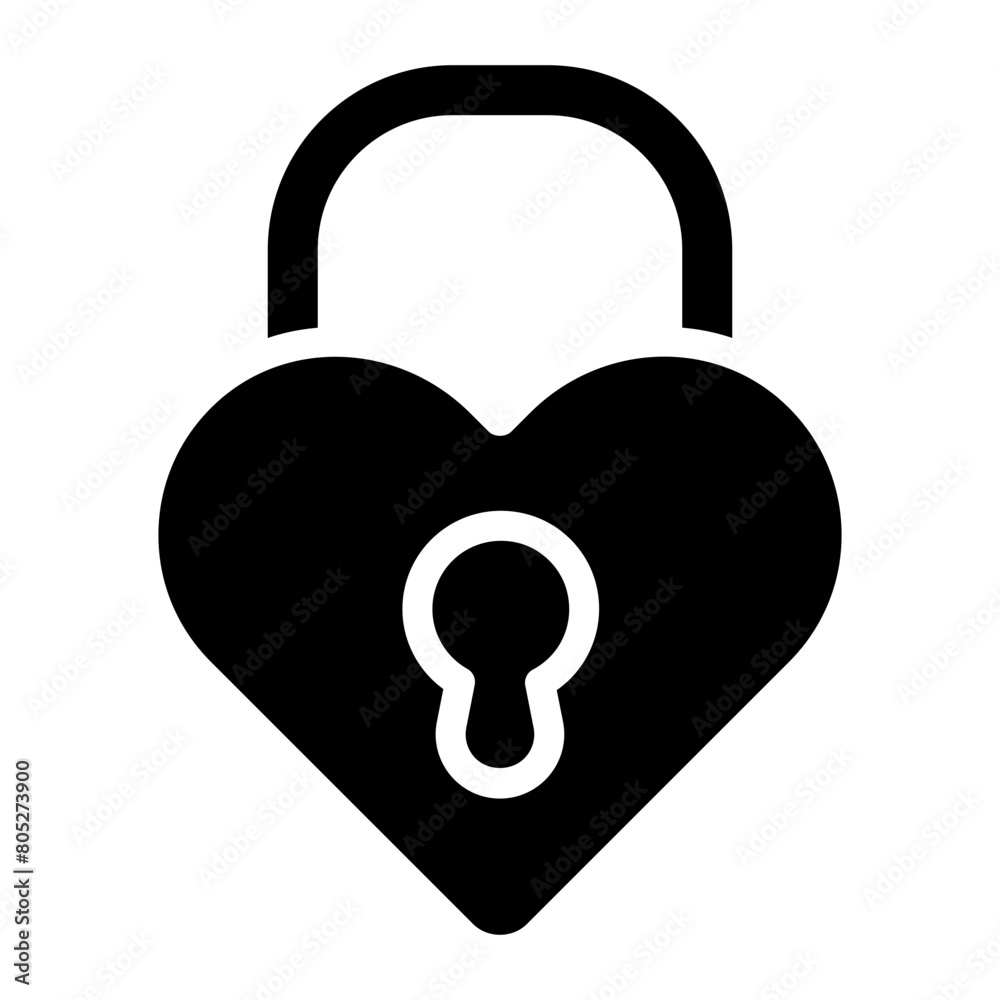 heart shape padlock glyph icon heart shape padlock glyph icon