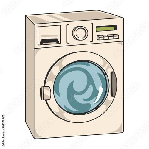 Retro washing machine label colorful