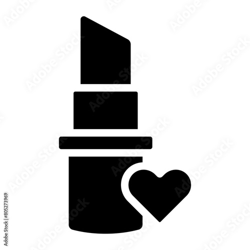 lipstick with love sign glyph icon