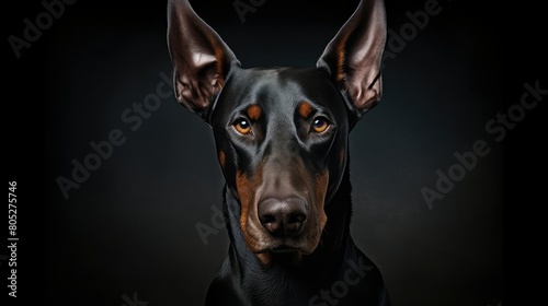 intense doberman dark background