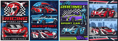 Racing sport colorful set stickers