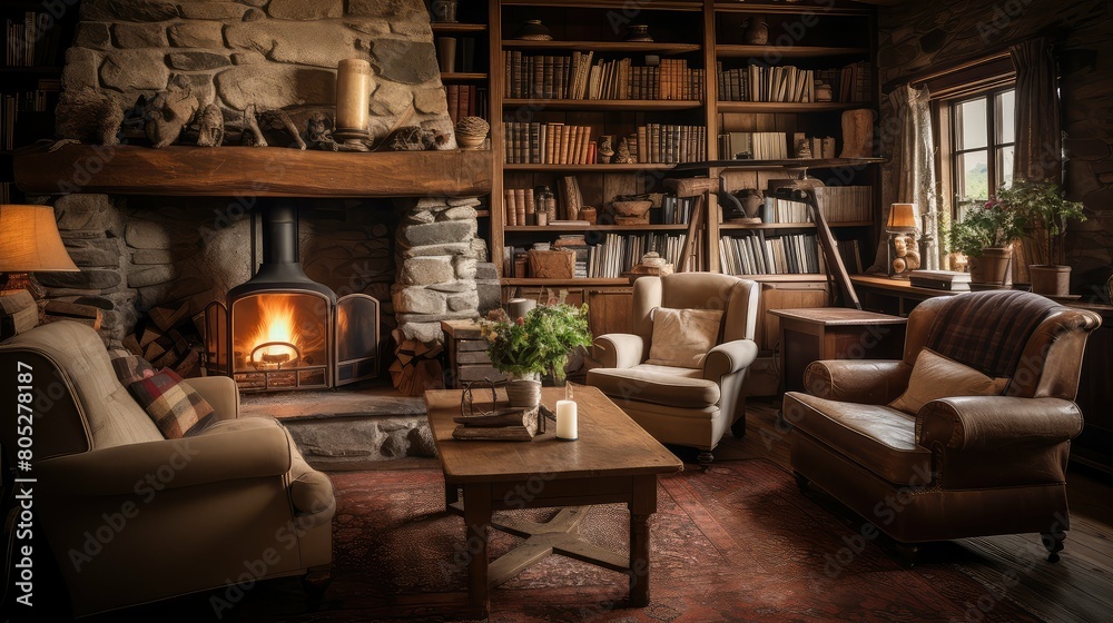 leather country home interior