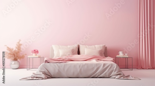 bed pink room mockup