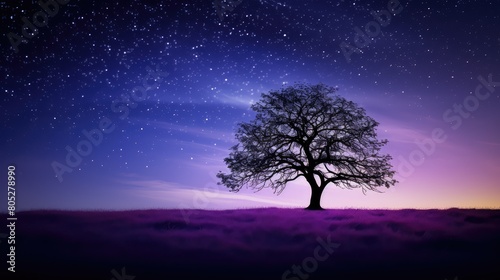 tree purple starry night