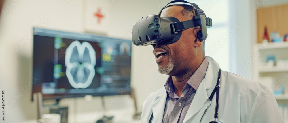 Doctor Exploring Medical Imaging with VR Technology