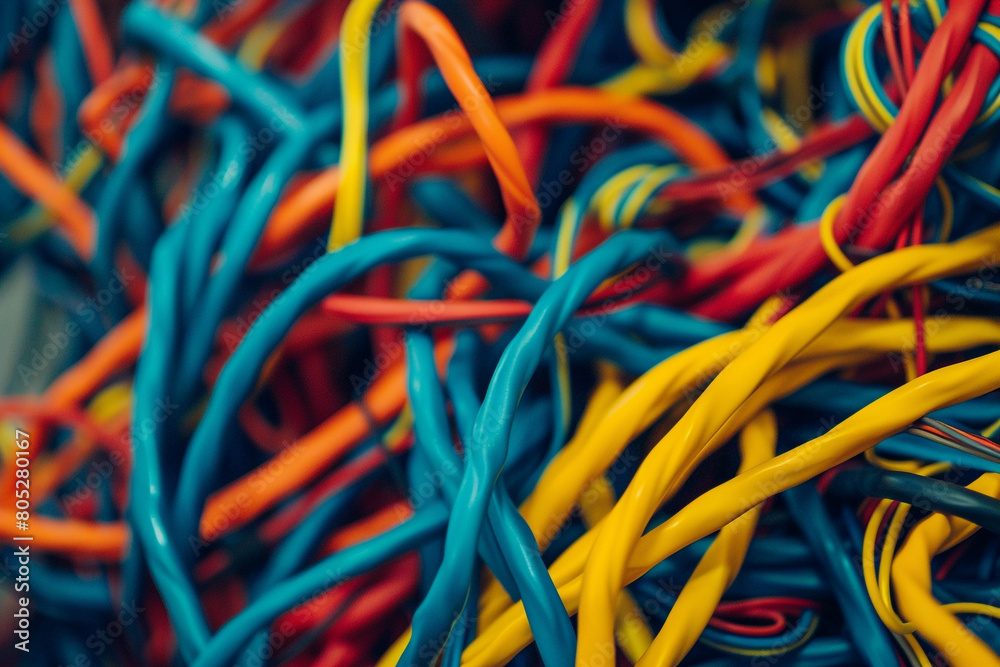 Tangled ethernet cables, a visual pun on the knotty problems in network infrastructure Tangled ethernet cables, a visual pun on the knotty problems in network infrastructure