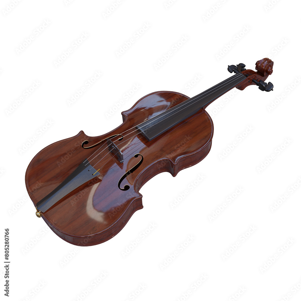 Fototapeta premium 3d render wooden violin with transparent background