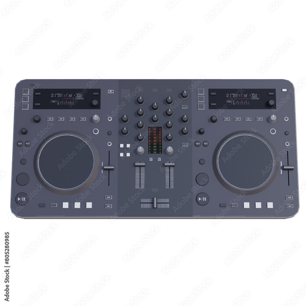 3d render dj controller with transparent background