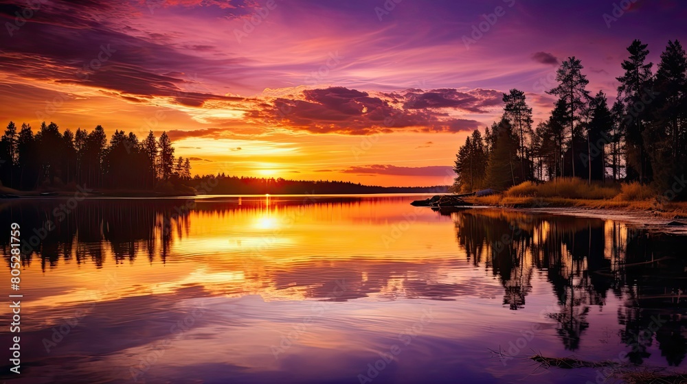 Obraz premium horizon purple and yellow background