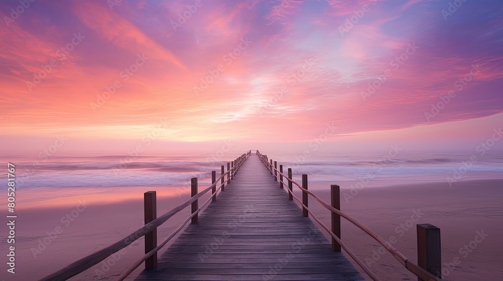 reflection pink sunset beach