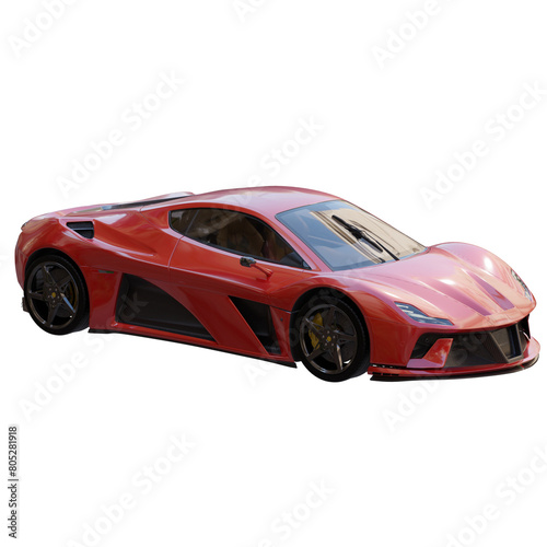 3d render red sport car with transparent background