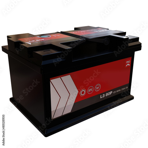 3d render car battery with transparent background