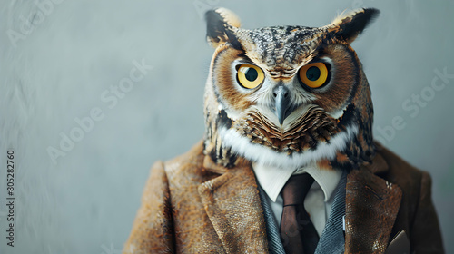 Winning Wisdom: Owl in Business Attire Symbolizing Smart Decisions, Financial Growth, and Innovations photo
