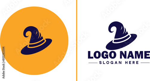 Wizard hat icon Sorcerer's hat Mage hat Pointed hat flat logo sign symbol editable vector
