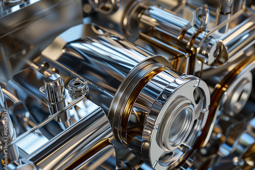 Close Up View of a Modern Car Engines Gears