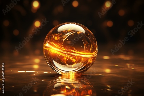Polished Shiny glowing ball. Shining party event sphere decoration. Generate ai