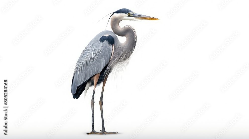Fototapeta premium gracefully blue heron white background