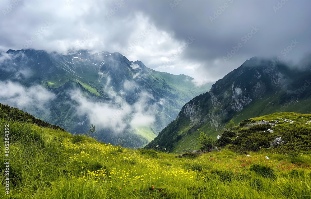 Fototapeta premium lush green mountainous landscape.