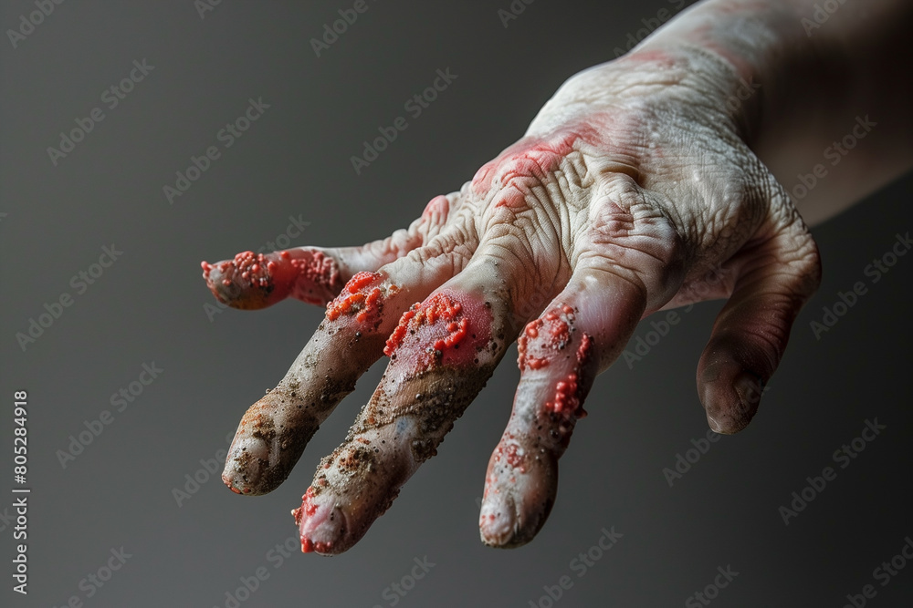 Hand With Red and White Paint Hand With Red and White Paint