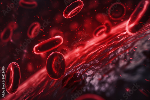 Group of Red Blood Cells Floating in Air photo