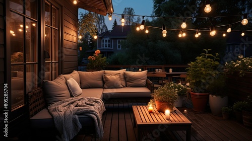 warm patio with lights