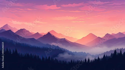 sunmountain pink nature background © vectorwin