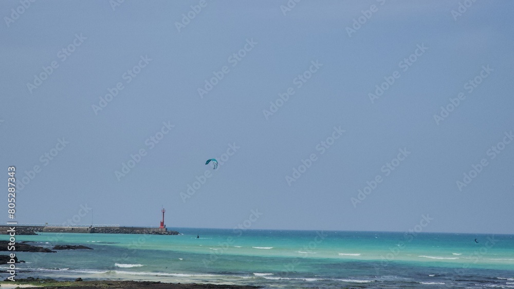 kite surfing on the beach