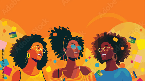 Women with credit cards on orange background style