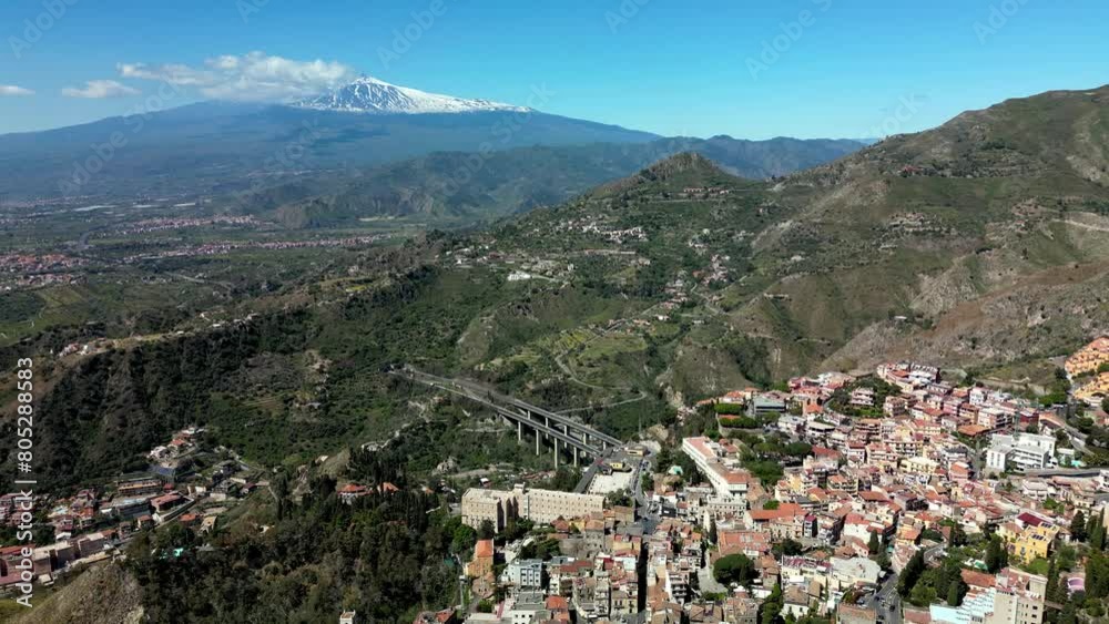 Bird's eye view of the city of Taormina, on the island of Sicily Bird's eye view of the city of Taormina, on the island of Sicily