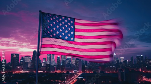 illumintes american flag pink Against a backdrop of