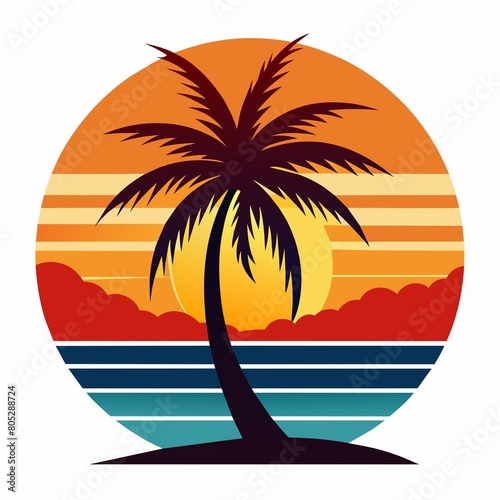 tropical island with palm trees t-shirt design