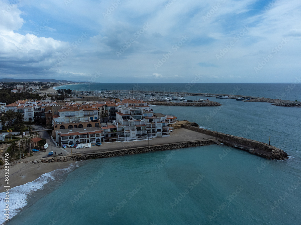 Aerial view of the Mediterranean Sea at Roc de Sant Gaieta, Tarragona. Aerial view of the Mediterranean Sea at Roc de Sant Gaieta, Tarragona.
