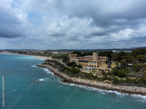 Fototapeta Naklejka Na Ścianę i Meble -  Aerial view of the Mediterranean Sea at Roc de Sant Gaieta, Tarragona.