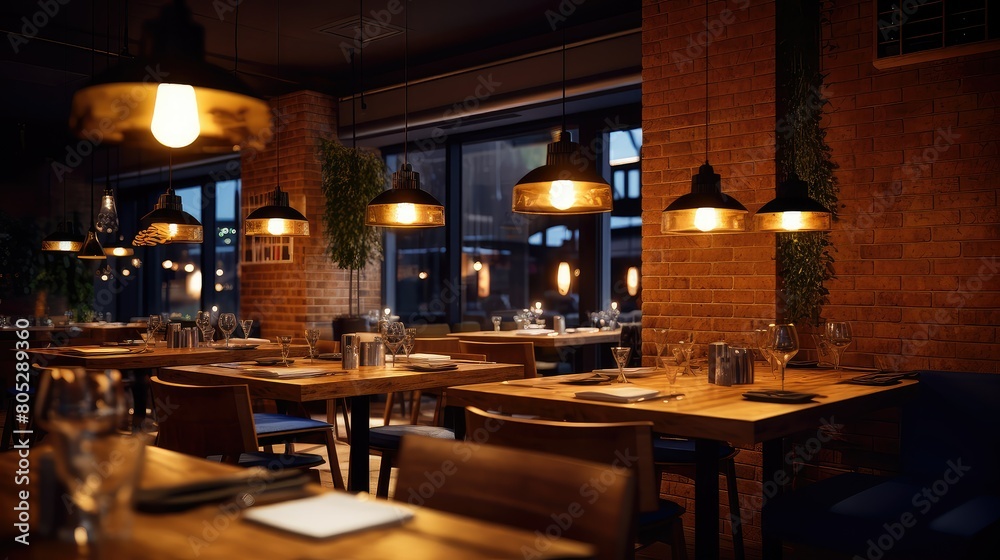 restaurant blurred blueprint interior