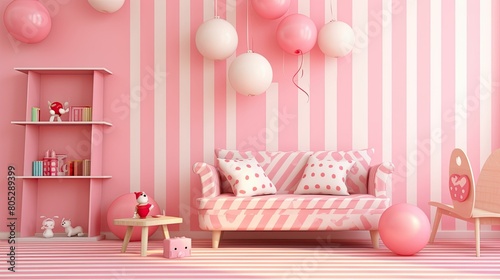 design pink room mockup