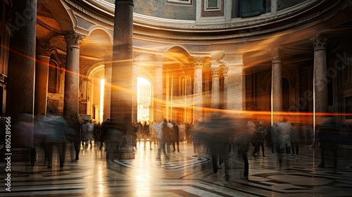 abstract blurred pantheon rome interior