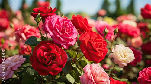 garden red and pink roses