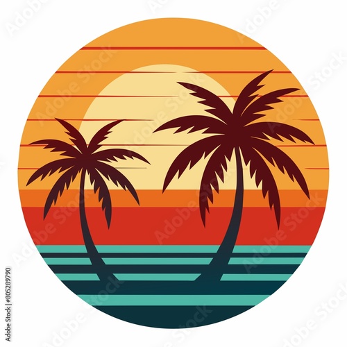 tropical island with palm trees t-shirt design