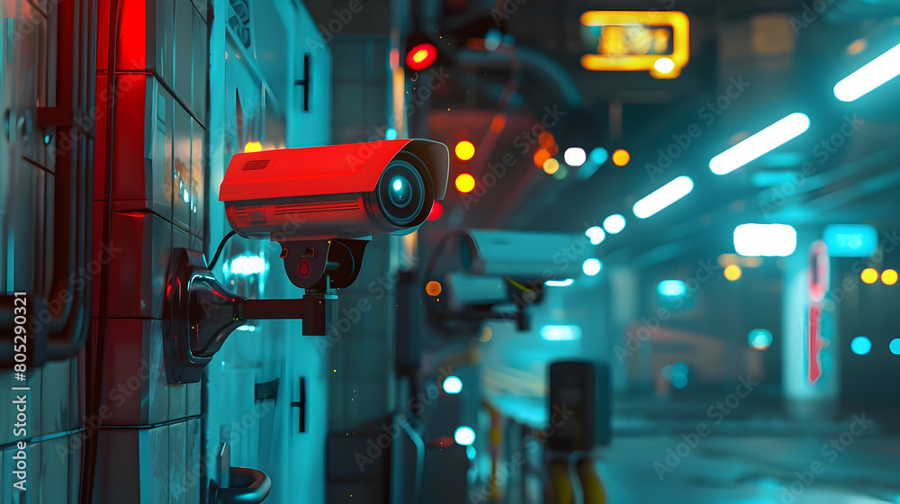 Futuristic CCTV Monitoring a Nighttime Urban Landscape with Neon Lights and Shadowy Figures Futuristic CCTV Monitoring a Nighttime Urban Landscape with Neon Lights and Shadowy Figures