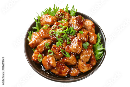 Savory teriyaki chicken isolated on transparent background © posterpalette