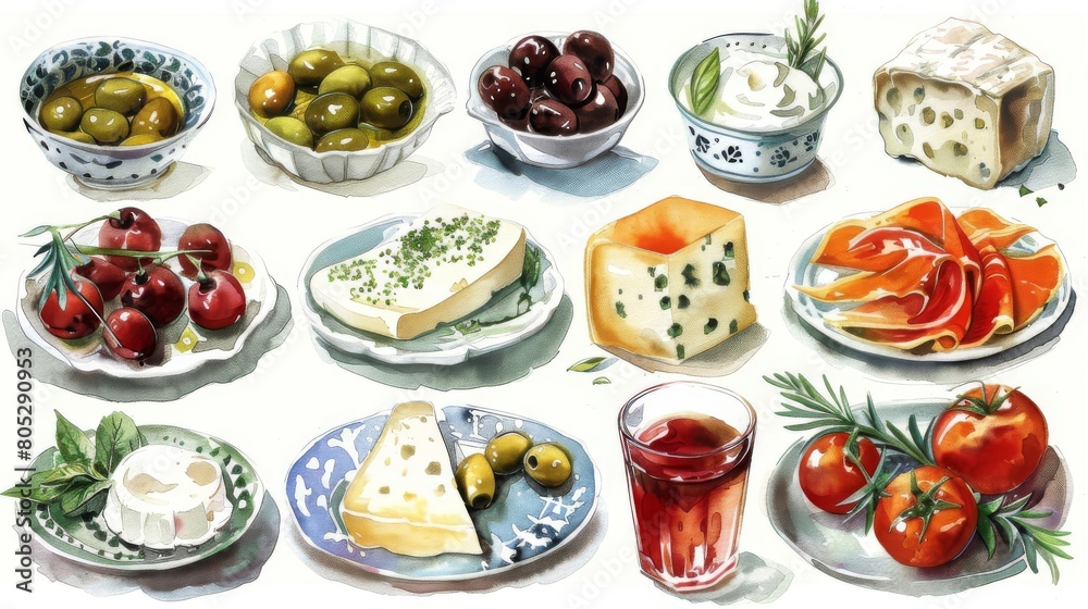 All kinds of cheese and olives. All kinds of cheese and olives.